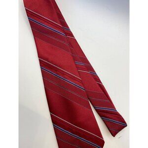 Vintage Elder Beerman Store For Men Red Striped Tie With Blue & White Accents